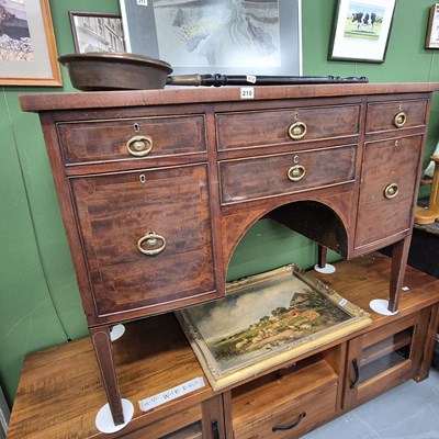 Lot 210 - A Georgian mahogany bow fronted sideboard H...