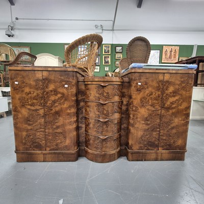 Lot 223 - An Art Deco walnut sideboard H 99cm W 184cm D...