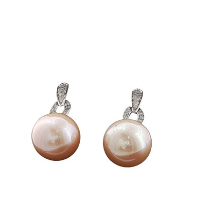 Lot 1077 - A pair of oct white gold articulated earrings...