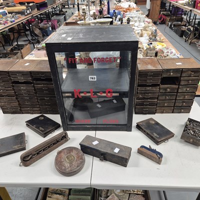 Lot 763 - A KLG spark plug counter top display cabinet,...