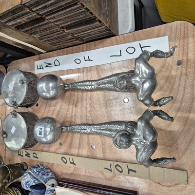 Lot 804 - A pair of Art Deco pewter figures of acrobatic...