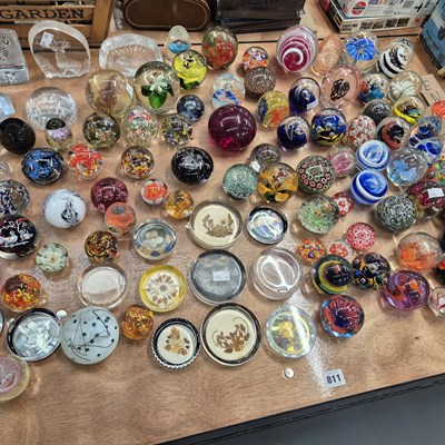 Lot 811 - An extensive collection of glass paperweights