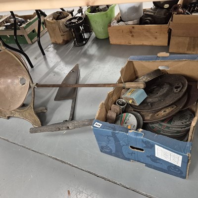 Lot 816 - An antique silage knife, cutting disks, a...