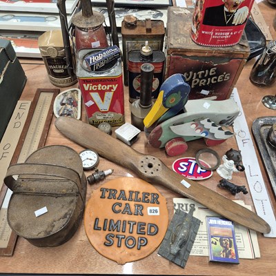 Lot 826 - Automobilia and advertising, a propeller, toy...