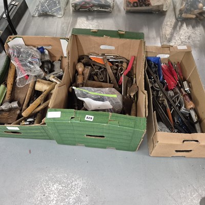 Lot 829 - Three boxes of various tools