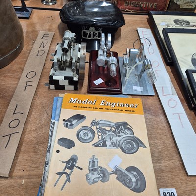 Lot 830 - Two hot air engines, a model steam engine,...