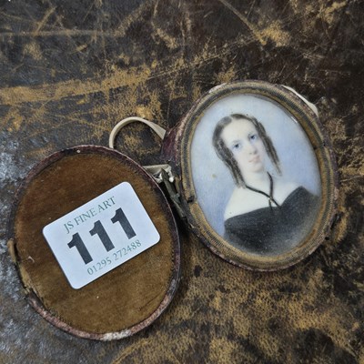 Lot 1111 - A 19th century ivory portrait miniature of a...