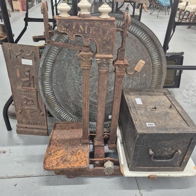 Lot 896 - Antique butchers' platform scales, a small...