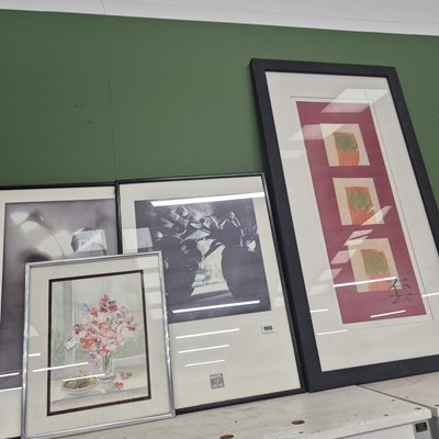 Lot 900 - An oriental multi media picture, two...