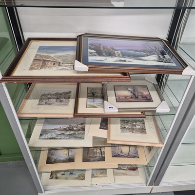 Lot 901 - A small watercolour and a selection of modern...