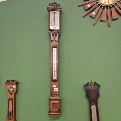 Lot 904 - A Victorian oak cased stick barometer