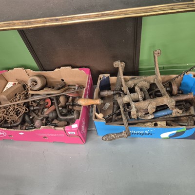 Lot 908 - Two boxes of various tools