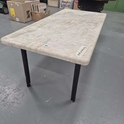 Lot 497 - A large marble top coffee table H 47cm W 110cm...