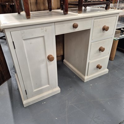 Lot 270 - A painted pine dressing table H 83cm W 121cm D...