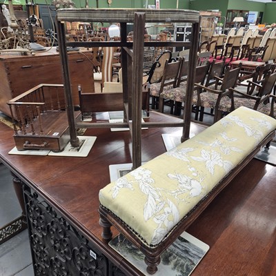Lot 286 - Two book troughs, a long footstool and a...