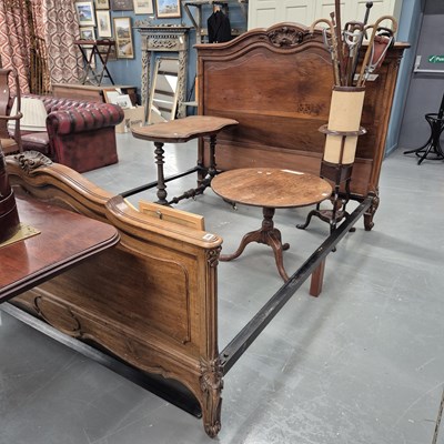 Lot 289 - A French walnut double bed frame H 148 W 168 L...
