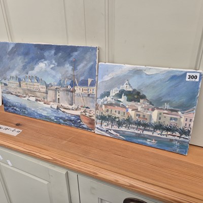 Lot 300 - Two oil on canvas coastal scenes