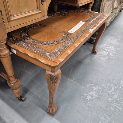 Lot 306 - A carved hardwood coffee table H 43cm W 92cm D...