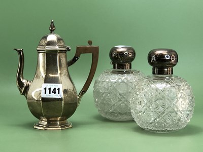Lot 1141 - A silver coffee pot of octagonal section and...