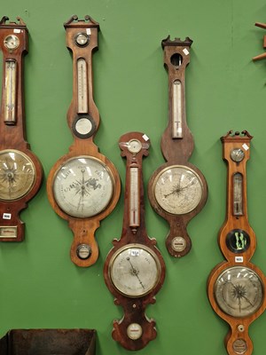Lot 905A - Three 19th century banjo barometers, one...