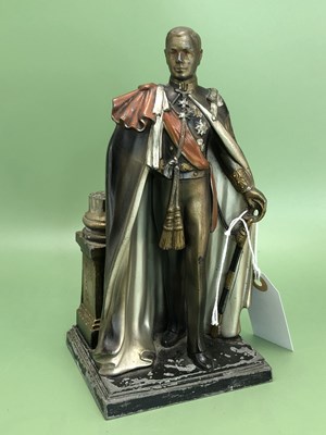 Lot 1144 - A spelter table lighter in a column behind a...