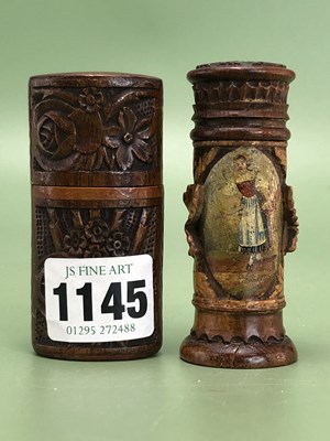 Lot 1145 - Two German carved wood columnar vestas with...