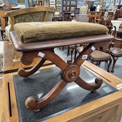 Lot 321 - A Victorian X frame dressing stool