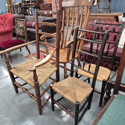 Lot 346 - A pair of Arts and Crafts high back side...