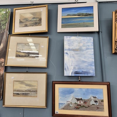 Lot 354 - Six vintage and later coastal scene paintings