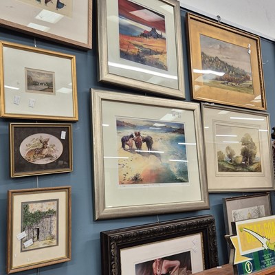 Lot 365 - A group of decorative paintings and prints