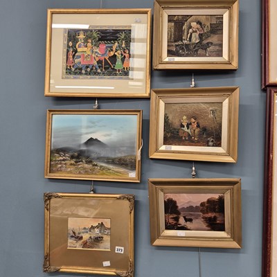 Lot 373 - J Newby,  coastal watercolour and five further...
