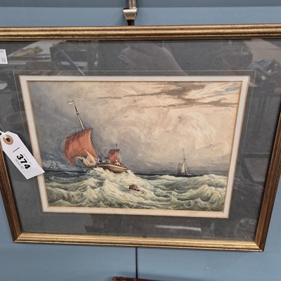 Lot 374 - 19th century school, shipping in stormy seas,...