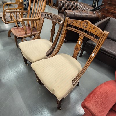 Lot 381 - Two similar Victorian side chairs