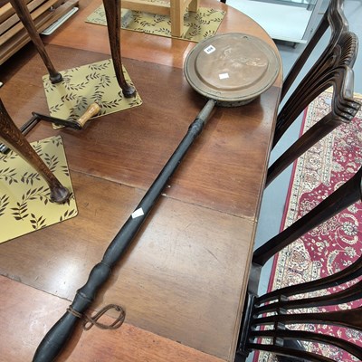 Lot 408 - A Victorian copper bed warming pan