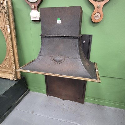 Lot 413 - An Art Nouveau wrought iron fire hood. H 120 W...