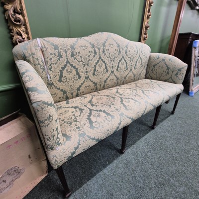 Lot 446 - An Antique Georgian style hall settee. H114 W...