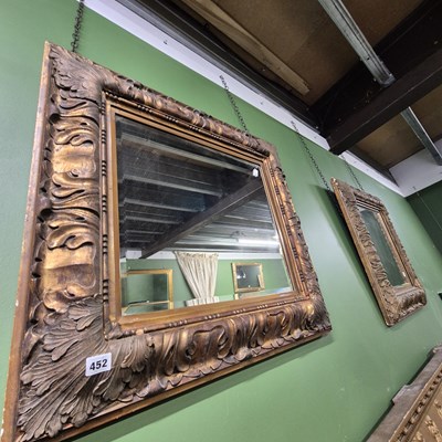 Lot 452 - A near pair of gilt framed wall mirrors H 77 W...