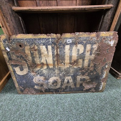 Lot 461 - An enamel advertising sign. Sunlight soap