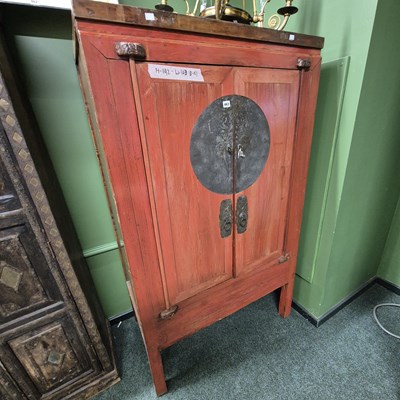 Lot 463 - An oriental two-door wardrobe cabinet H 192 W...