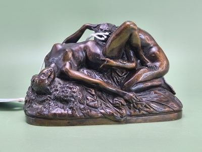 Lot 1152 - A bronze group of two women enjoying sex W 12.5cm