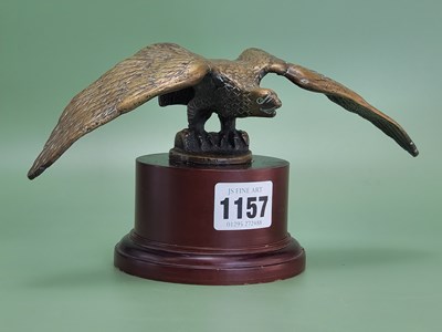 Lot 1157 - A bronze spread eagle car mascot mounted on a...