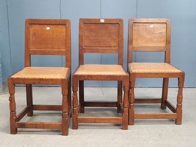 Lot 1171 - A set of three Robert Thompson 'Mouseman' oak...