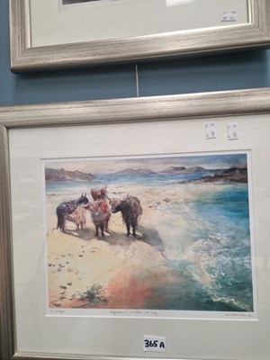 Lot 365A - A highland cow watercolour, signed by C Vega,...