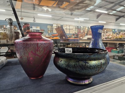 Lot 782a - Royal Brierley studio glass bowl and two vases.