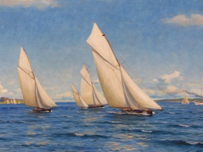 Lot 1004 - Nils Gude (1859-1908), yachts racing offshore,...