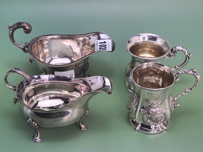 Lot 1020 - Two Birmingham silver christening mugs...