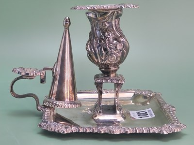 Lot 1021 - A silver chamberstick and snuffer by John and...