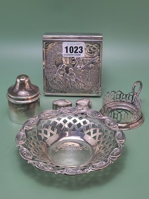 Lot 1023 - A Birmingham silver mounted cigarette box,...