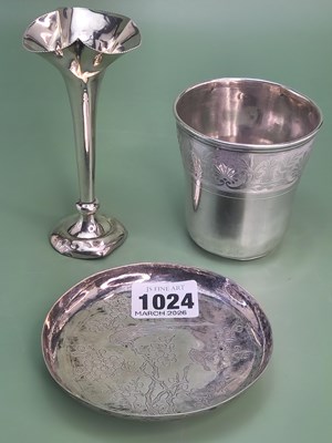 Lot 1024 - A small Shanghai silver dish worked with birds...