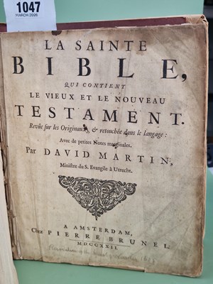 Lot 1047 - 'La Sainte Bible' with notes by David Martin,...